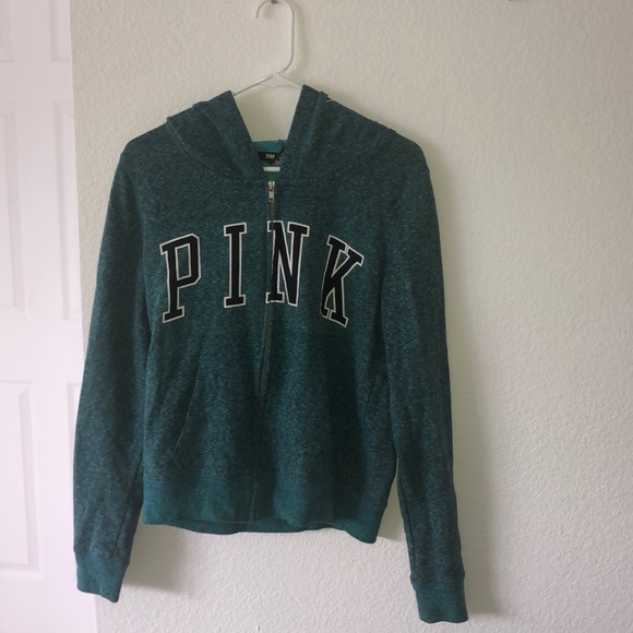 Pink Hoodie Zip Up - Turquoise, Size L - Picture 1 of 3